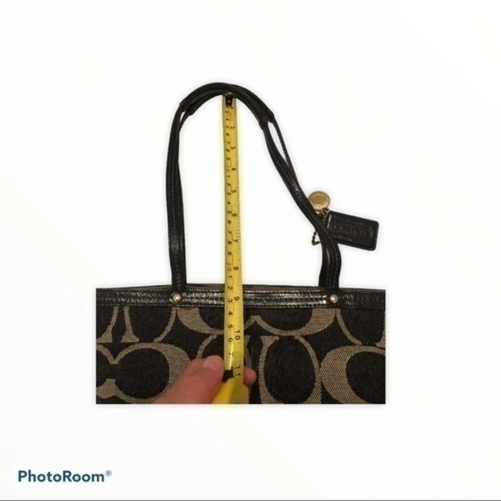 Coach 12546 signature legacy stripe denim tote bag